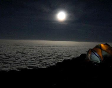 Moon rising over Mt. Kilimanjaro
