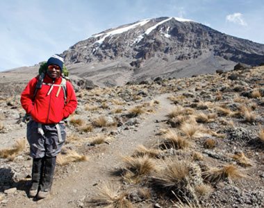 Guide James Upanga on the trail