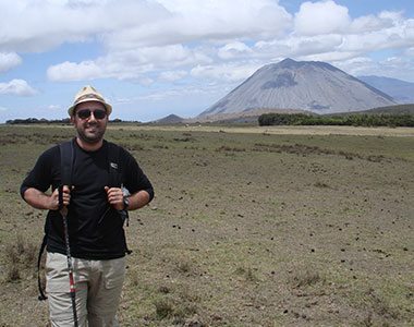 Trekker Michael using trekking poles