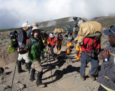 A group of trekkers ready to embark on the trail