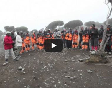 Porters singing a welcome song to trekkers