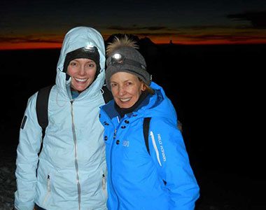 Thomson trekkers using headlamps