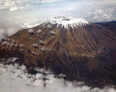 Arial view of Kilimanjaro's summit