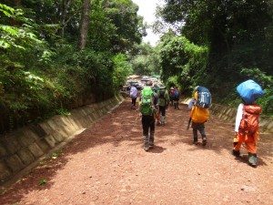 Trekkers and porters embark on their journey