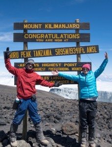 Trekkers celebrating their summit success