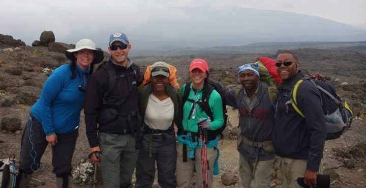 Matt and Heather with guides and friends on Kilimanjaro