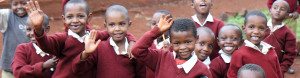 Waving children in Tanzania