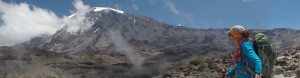 A trekker looks ahead to Kilimanjaro's peak
