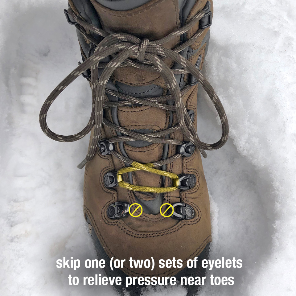 how to lace hiking boots to relieve toe pressure 