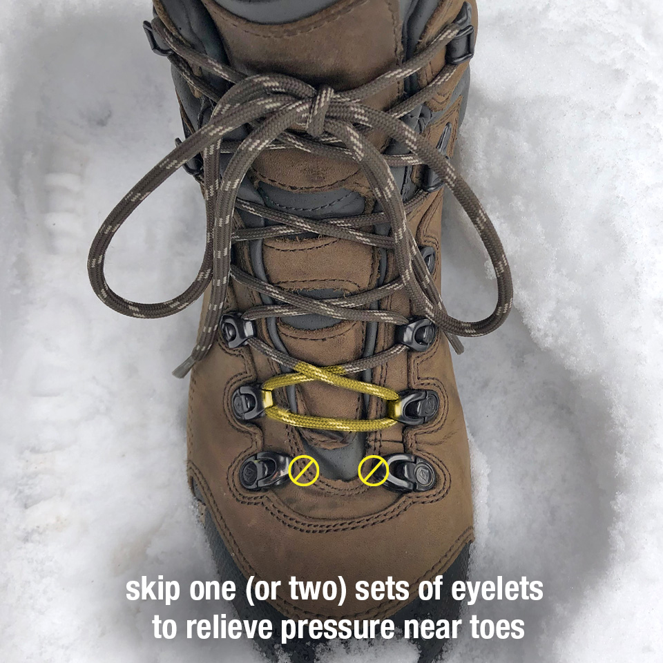 how to lace hiking boots to relieve toe pressure