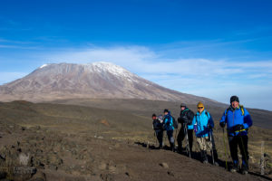 trekkers at kilimanjaro saddle on grand traverse