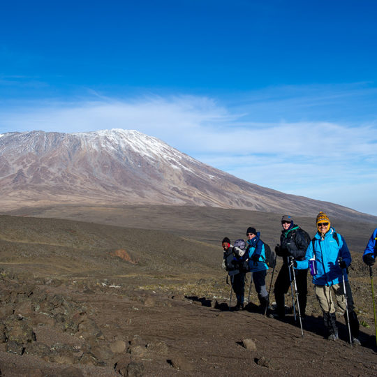 trekkers at kilimanjaro saddle on grand traverse
