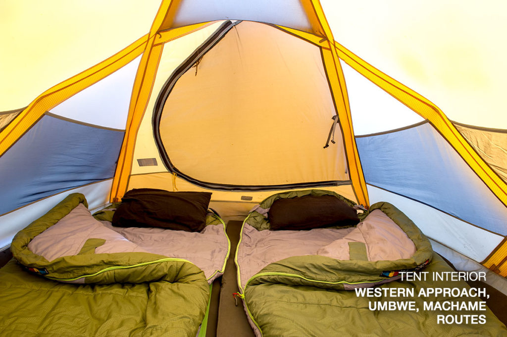 inside sleeping tent on thomson kilimanjaro trek
