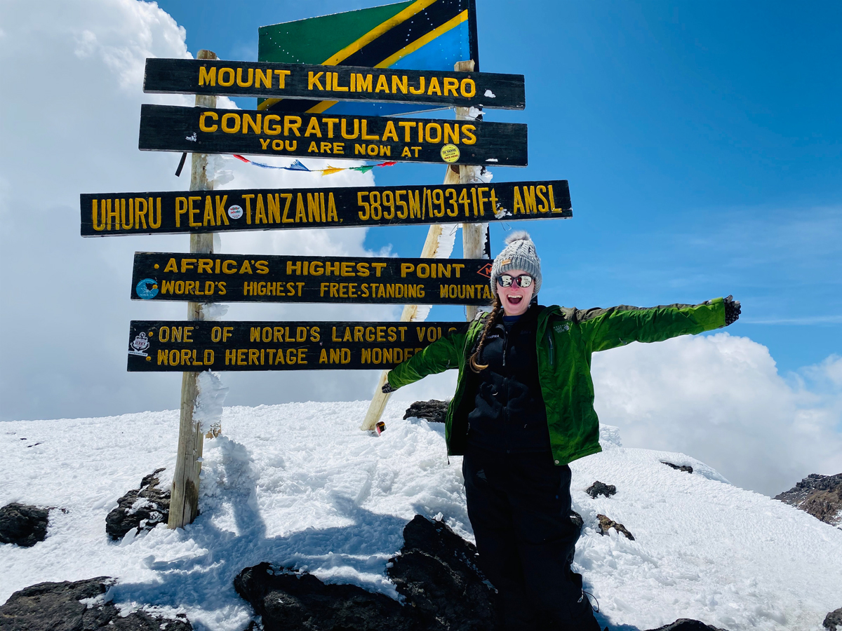 carolyn hiking Kilimanjaro