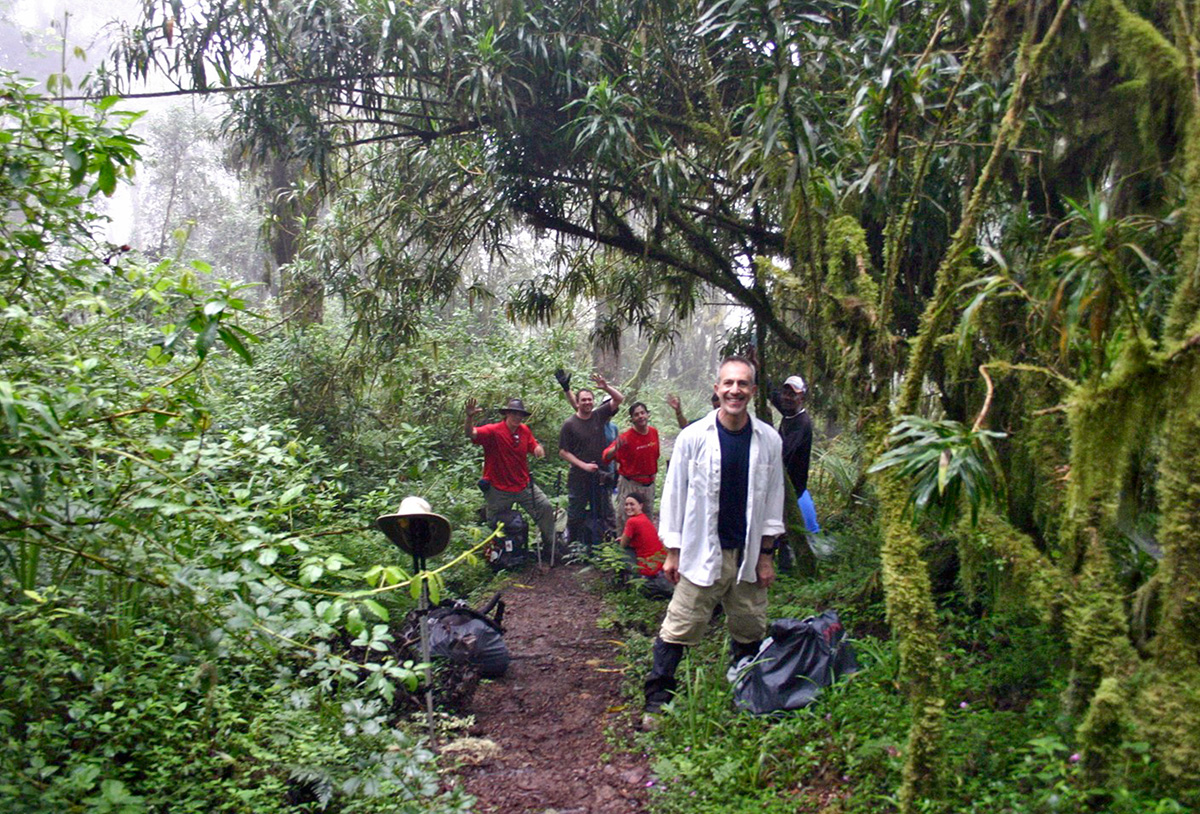 trekking through the rainforest on day 1