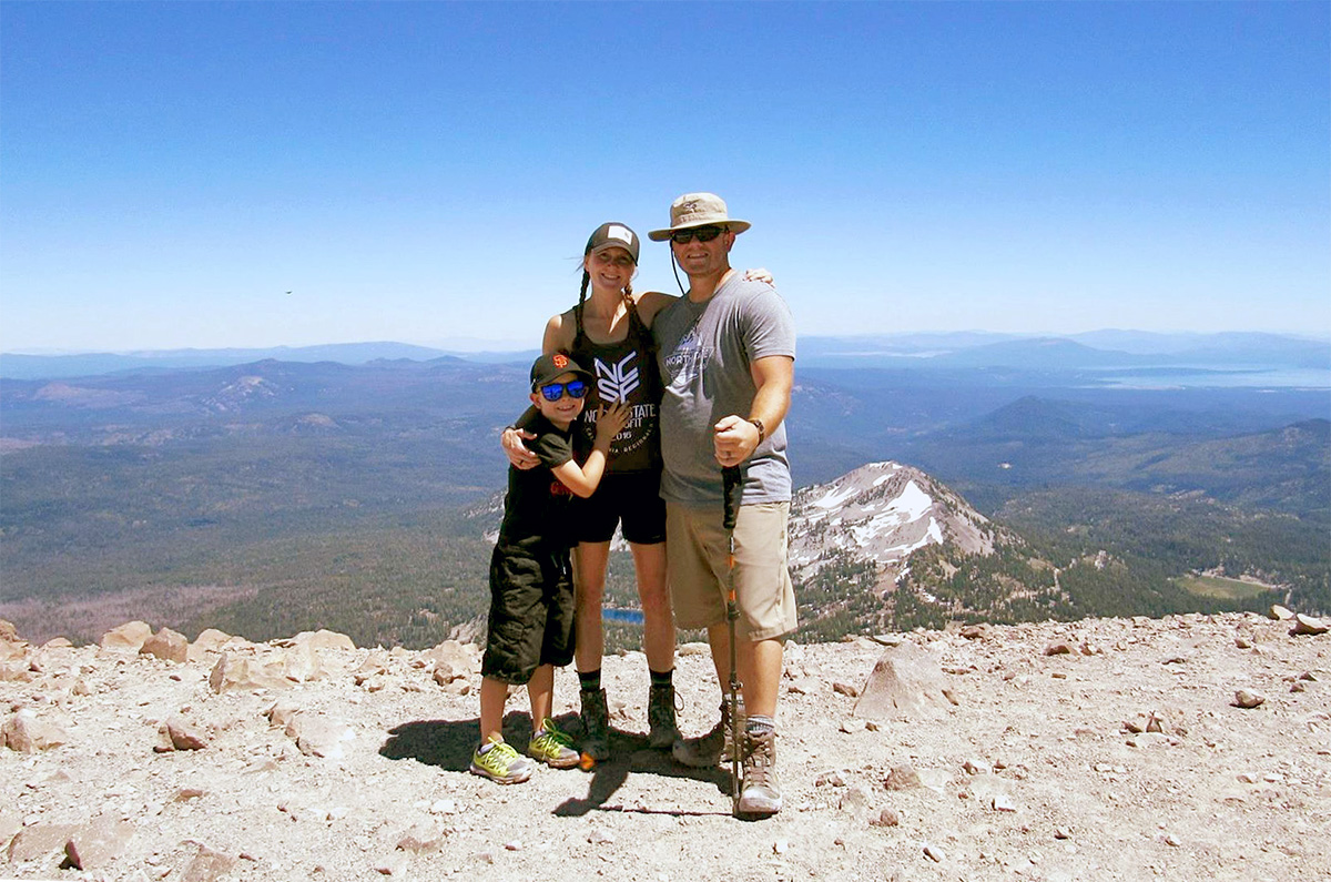 heather with family on lassen peak