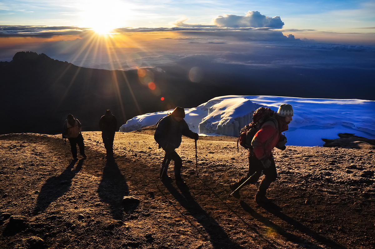 high altitude trekking near summit of kilimanjaro
