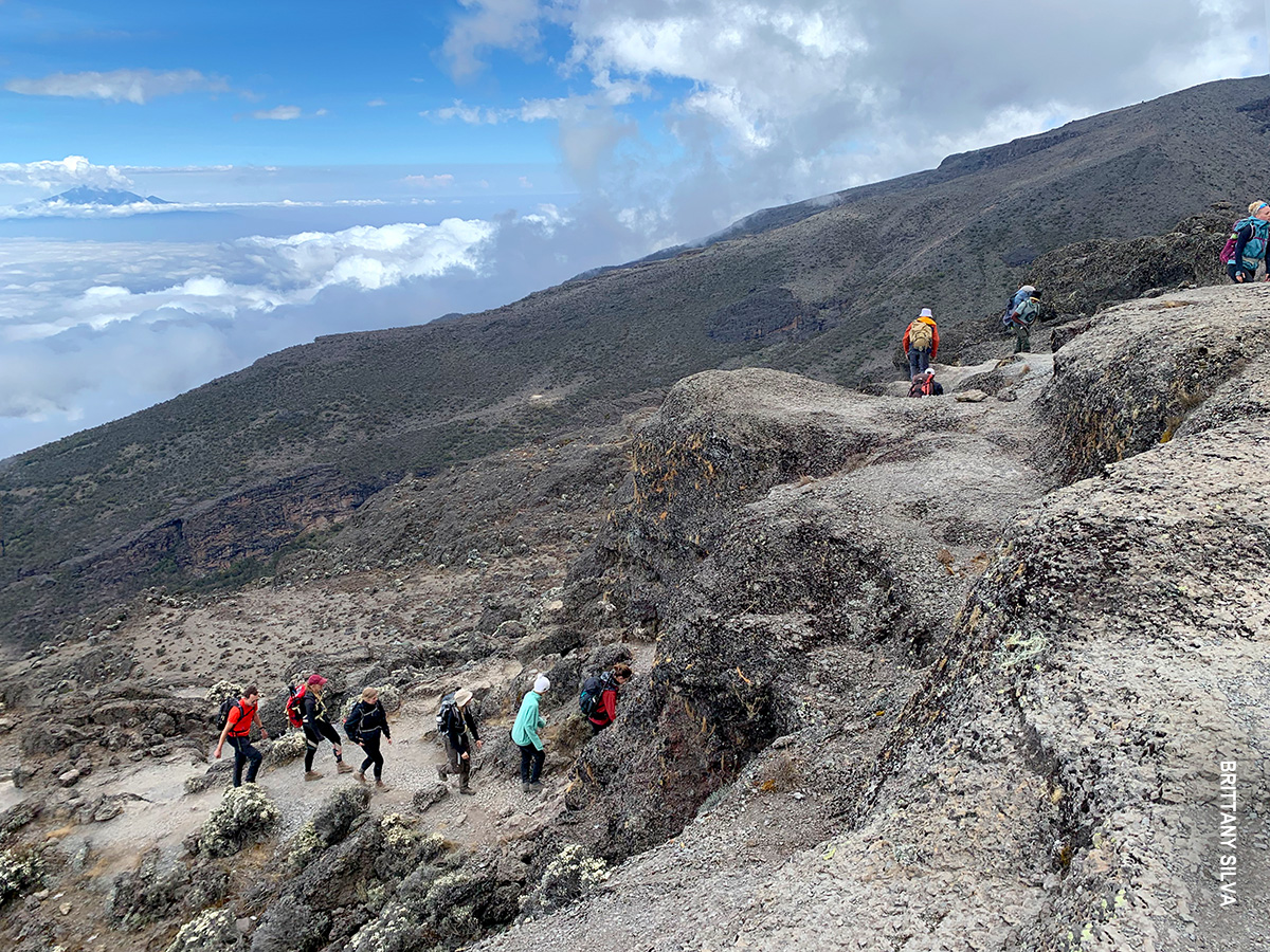 trekking up to barafu camp