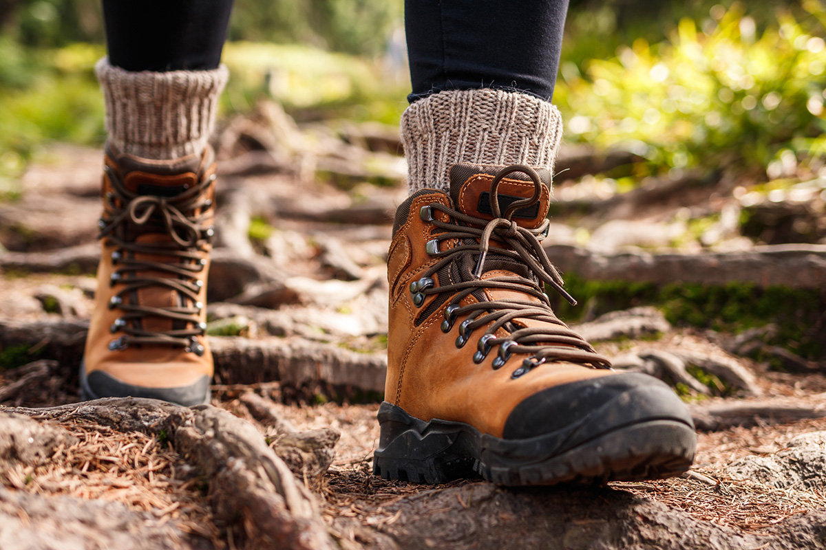 close up of hiking boots