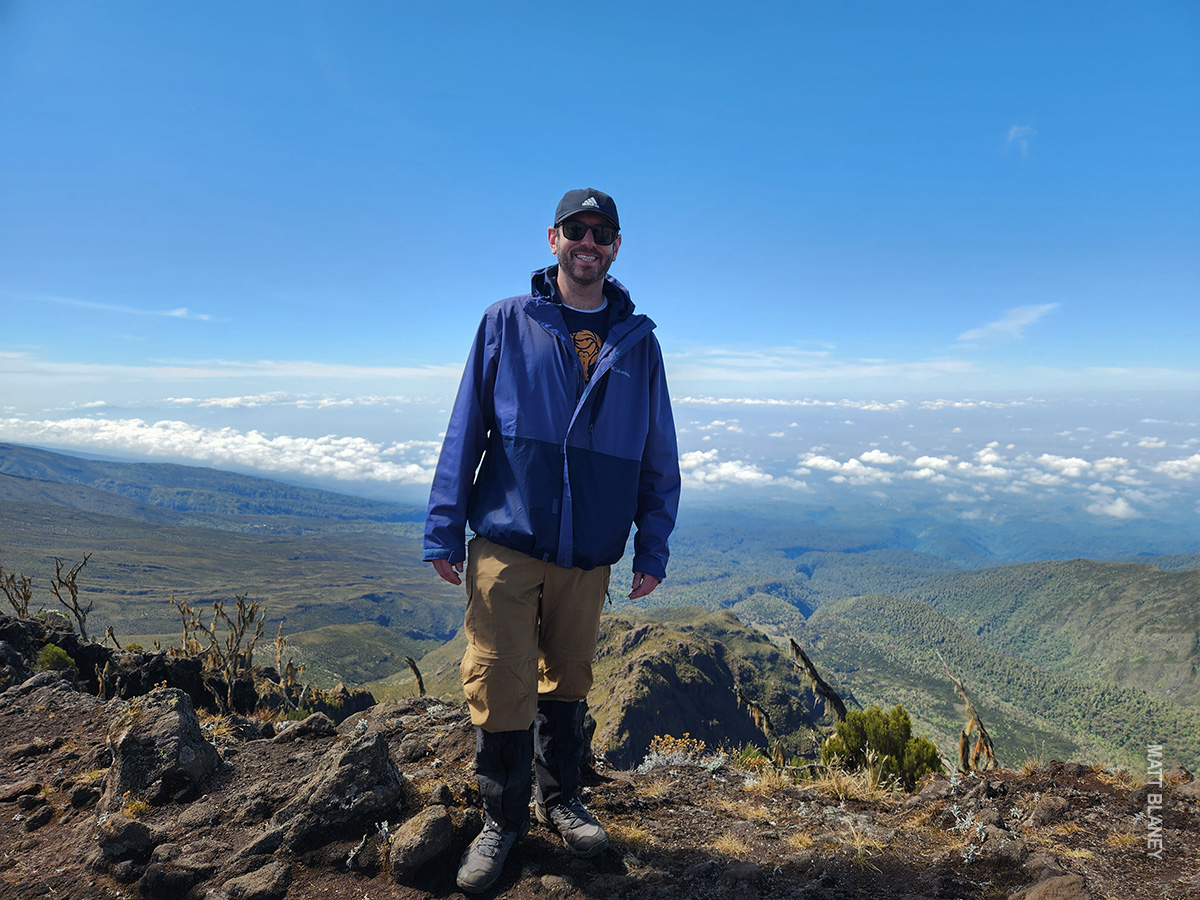 matt in heather and mooreland zones on kilimanjaro