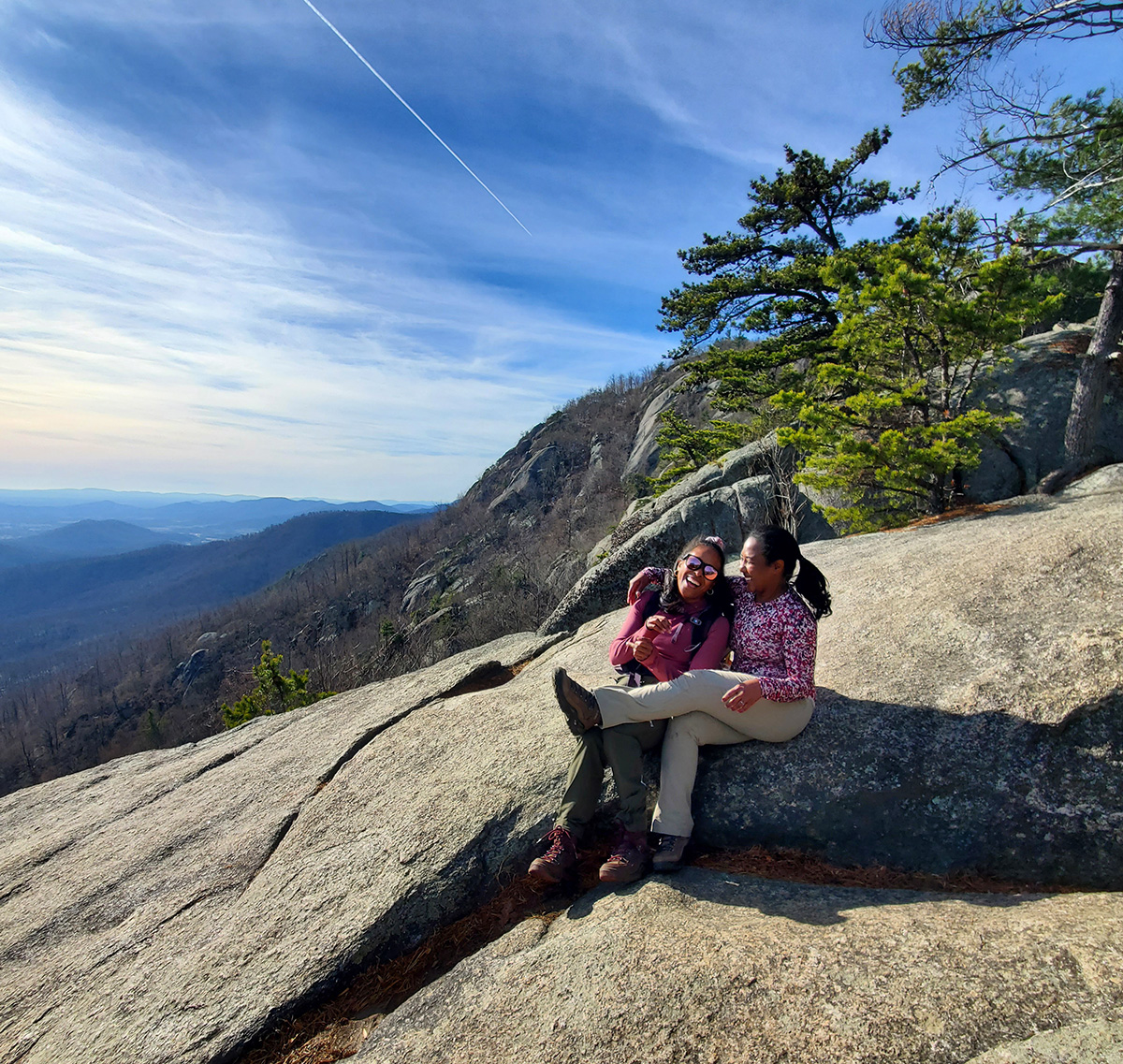 sisters on a training hike in virginia