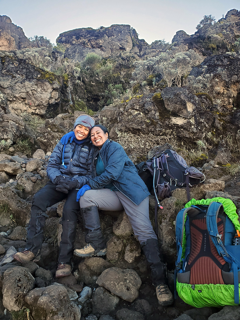sisters on barranco wall of mount kilimanjaro 