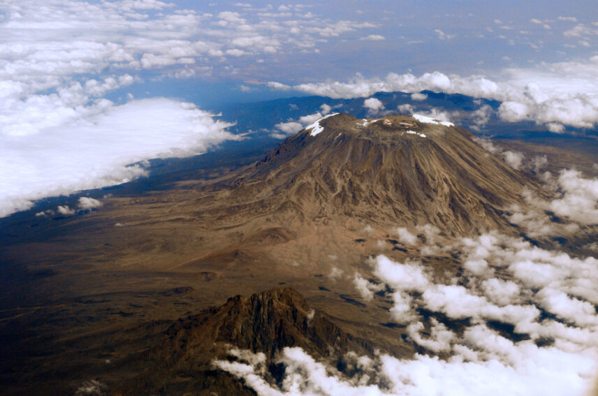 aerial view of volcanic cones of kilimanjaro