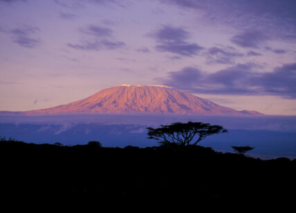 view of kilimanjaro from afar at sunset