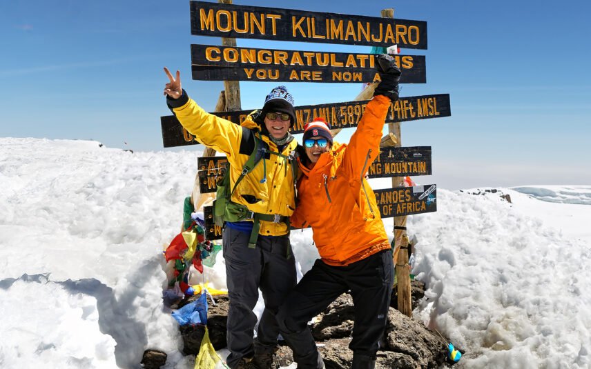 couple celebrates at kilimanjaro summit