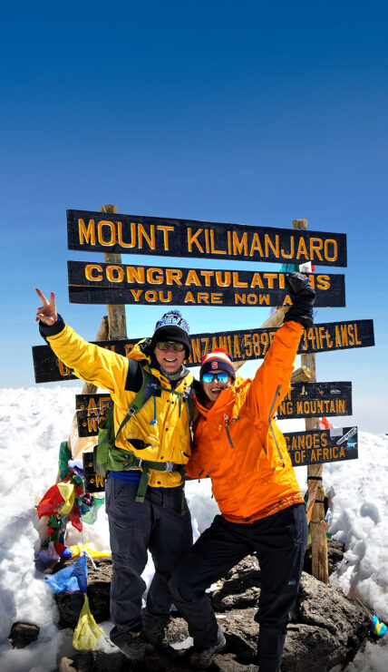 couple celebrates at kilimanjaro summit