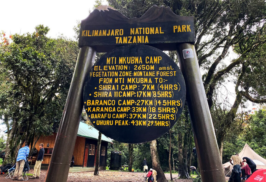 kilimanjaro sign at park gate