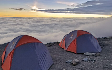 thomson tents above the clouds at barafu camp on mount kilimanjaro