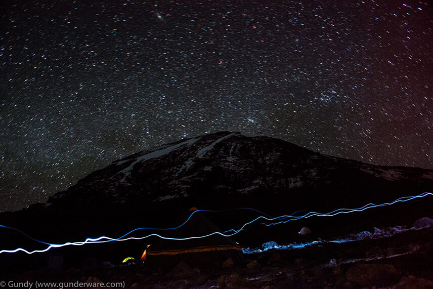 night sky and stars above thomson karanga camp on kilimanjaro camp