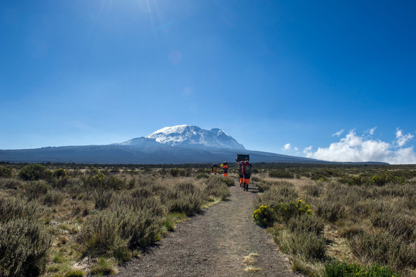 porters carrying gear on mount kilimanjaro