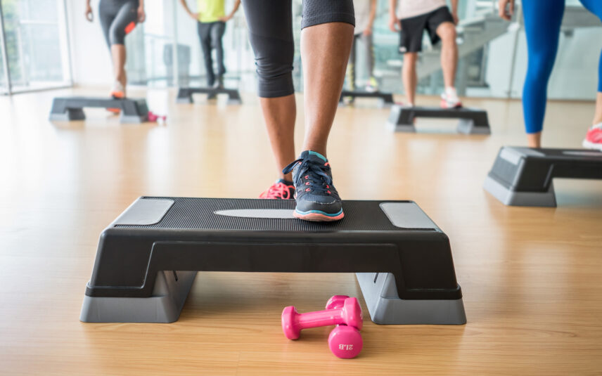 aerobic step training at gym