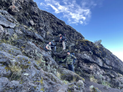 climbing barranco wall on kilimanjaro