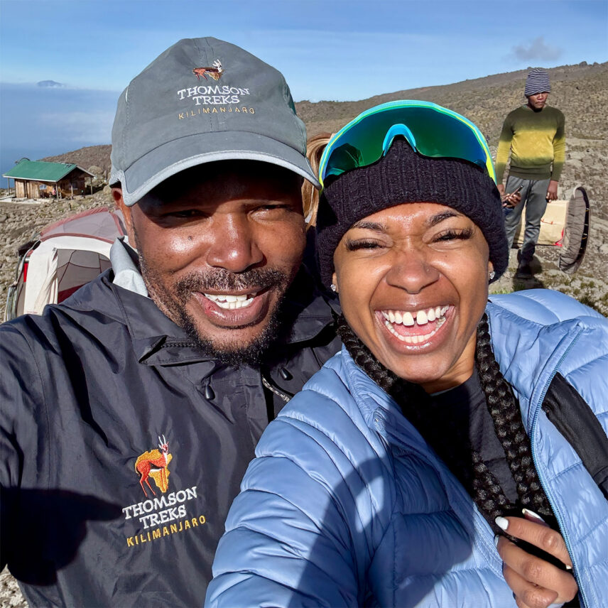 ariele belgrave with thomson kilimanjaro guide mc
